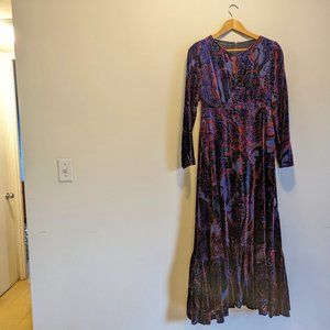 Velvet Anthropologie "Burnout" Dress -- Worn Once, Jewel Tones, 8P (8 Petite)